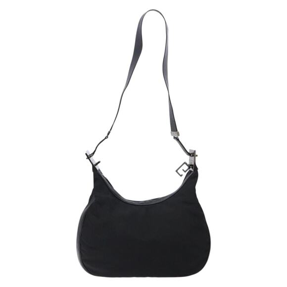 GUCCI Shoulder Bag Nylon Leather Black Silver 001 001 - Picture 2 of 12